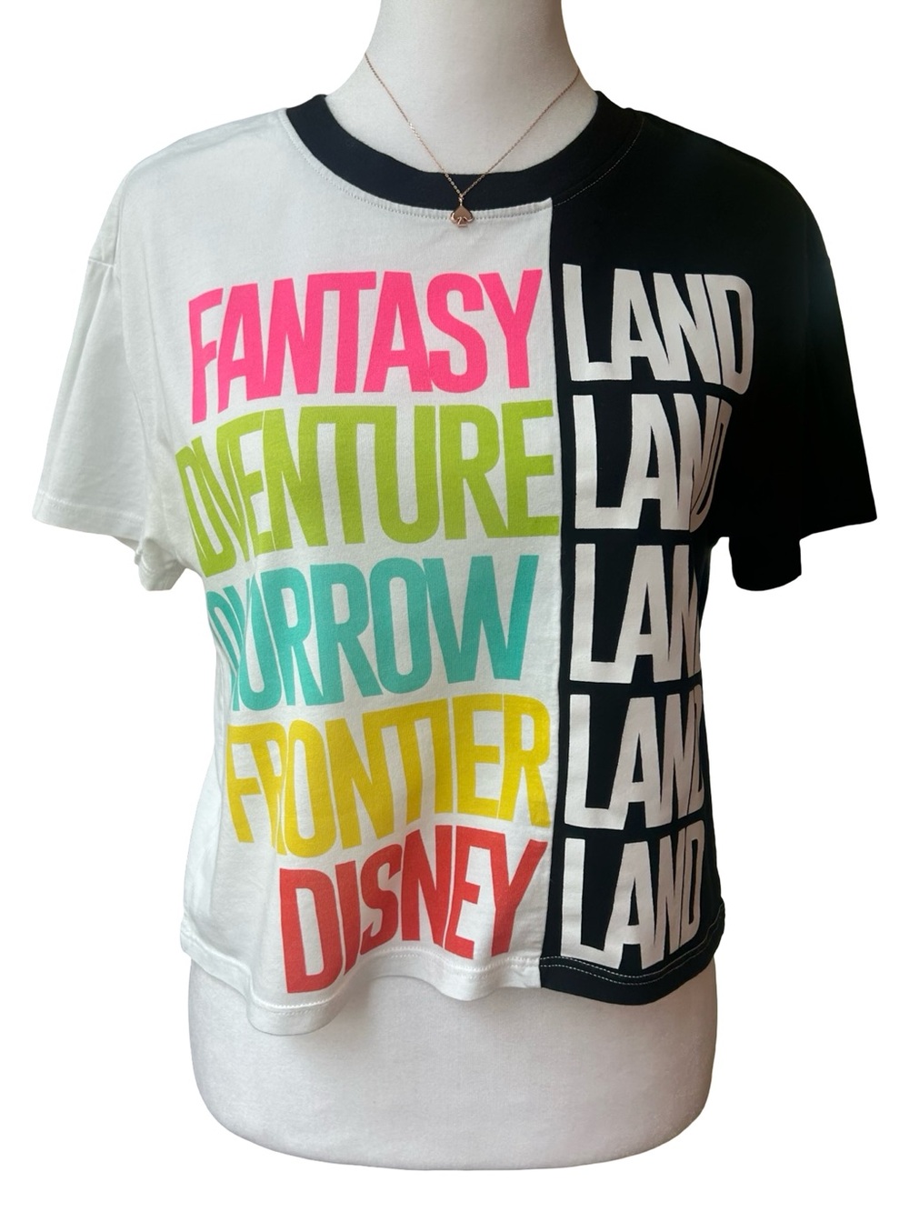 Disney Parks Disneyland Crop Top T Shirt Womens Size XS Split Block Lands Tee